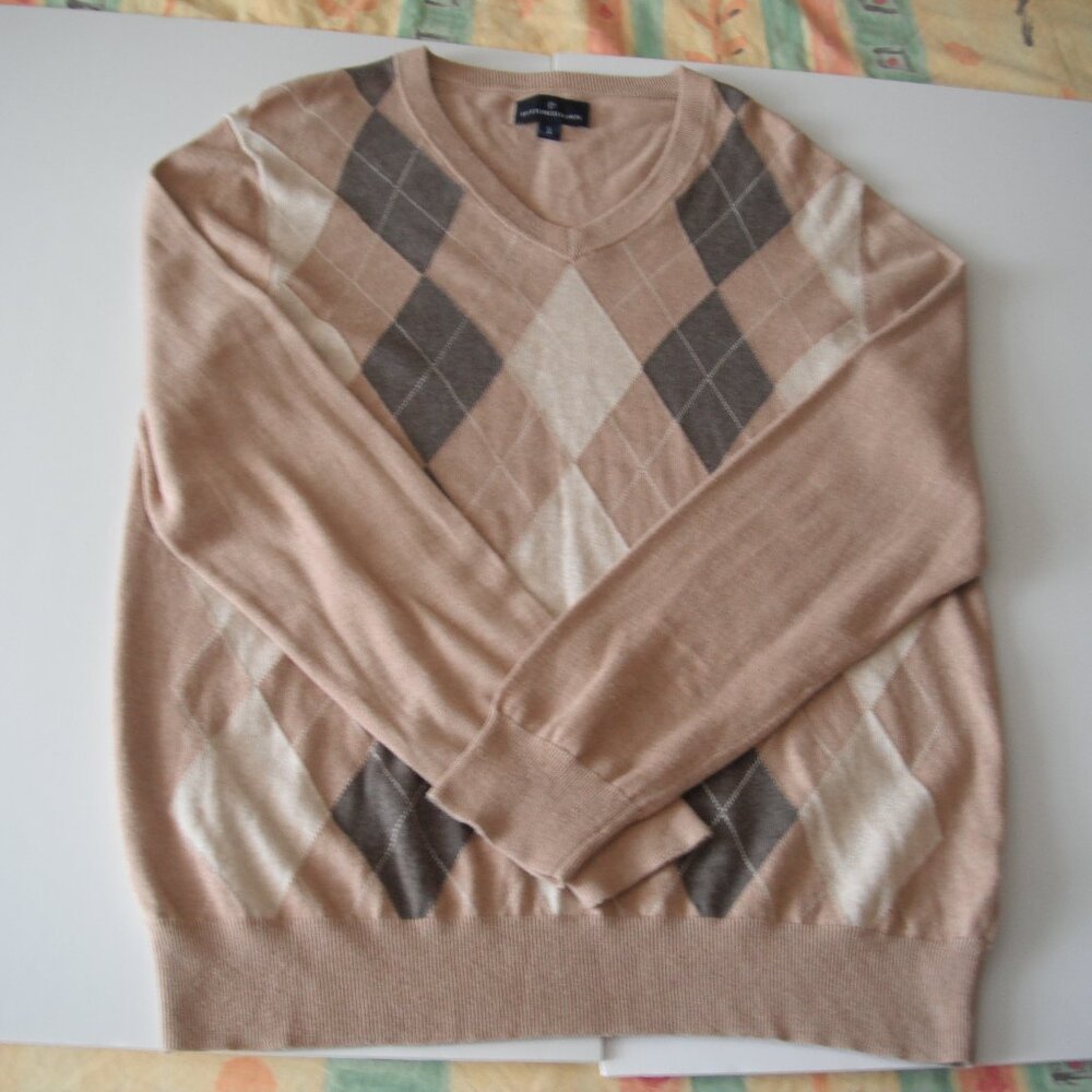 Buttoned Down Men’s Sweater Large Cream V-neck Lightweight Cotton 100% New